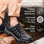 SHULOOK Men's Waterproof Hiking Shoes Lightweight Anti Slip Outdoor Ankle Boots Breathable Hike Trekking Trails Shoe