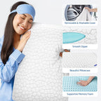 Memory Foam Pillows for Sleeping, Bed Pillow with Removable and Machine Washable Cover, Bed Pillow for Side, Neck Pillow, Back and Stomach Sleepers, Standard Size (1 Pack)