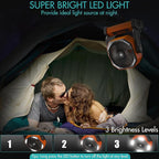 PANERGY Portable Camping Fan with Light, 20000mAh Rechargeable Battery Operated Outdoor Fan, 4 Speeds, 270° Pivoting & 360°Foldable Hook for Camping/Beach/Patio