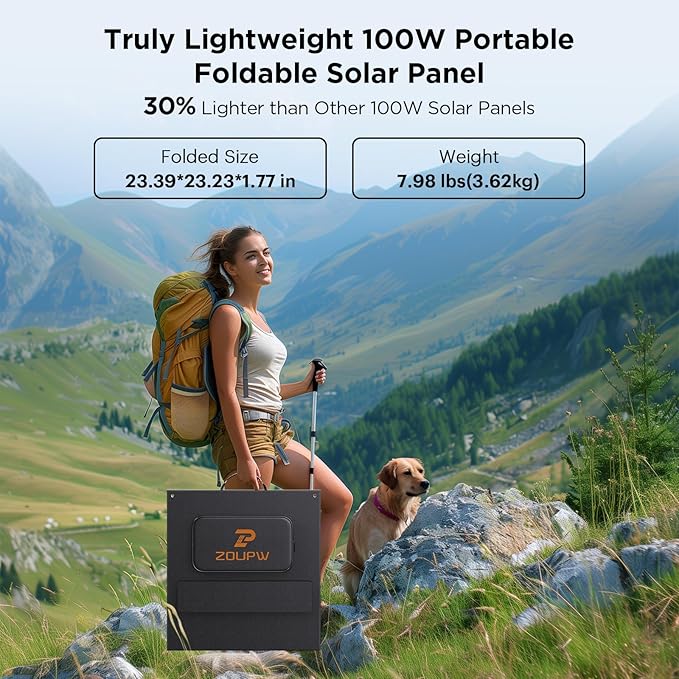 N-Type 16BB 100 Watt Portable Solar Panel for Power Station,RV Essentials, Ultralight Foldable Solar Charger with 25% High Efficiency IP67 Waterproof 2 Kickstands for Camping RV Trip