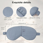 Sleep Mask Linen Eye Mask with Elastic Band,Comfort Sleeping Shade for Nighttime Sleeping, Traveling & Napping,Side Sleeper Eye Cover Cooling with Travel Bag Gift Package(Sky Blue)