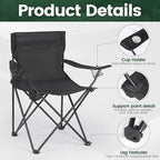 2 Pack Camping Chairs -Lightweight and Supportive Chairs for Adult and Lightweight Individuals - Compact, Durable, and Portable - Ideal for Camping, Hiking, Beach, and Picnics -Carry Bag