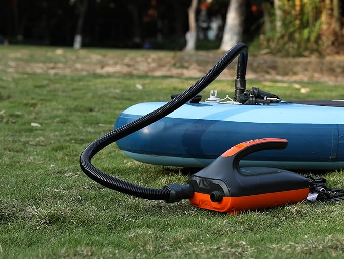 Tuomico 20PSI High Pressure SUP Electric Air Pump,Dual Stage Inflation Paddle Board Pump for Inflatable Stand Up Paddle Boards, Boats,Kayak,12V DC Car Connector
