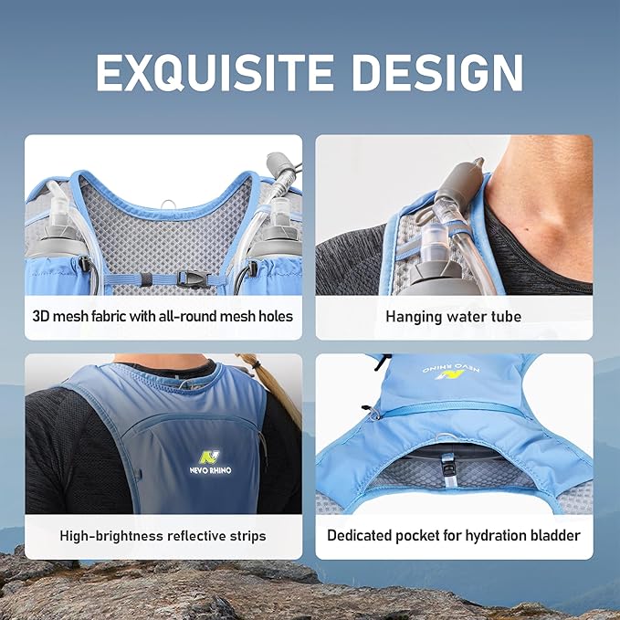 Running Vest with Water Bladder 1.5 Liter, Small Hydration Water Vest, Lightweight Hydration Pack Multi-Pocket 11x - for Hiking Race Trail Marathon for Women Men