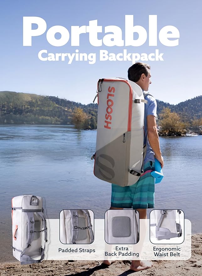 SLOOSH Inflatable Stand Up Paddle Board, 10'6" Paddle Boards with Premium Accessories, Non-Slip EVA Deck, Ultra-Light Carry Bag Pump, Ripple SUP for Youth & Adults of All Skill Levels