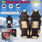 Non-Slip Ice Cleats Snow Grips, Strong Traction Crampons 11 Steel Studs, for Shoes and Boots, Snow Ice Walking