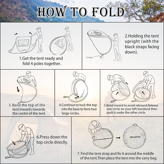 EchoSmile Instant Pop Up Camping Tent, 2/4/6 Person, Easy Setup Tent, Water Resistant Dome, Portable with Carry Bag