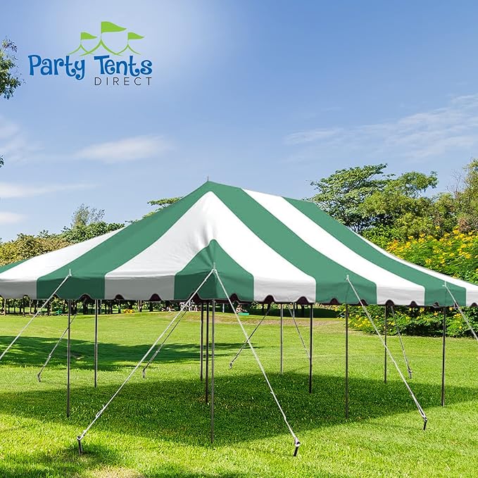 Party Tents Direct 20'x30' Weekender Canopy Pole Tent - Easy Up Canopy Tent with 120 Person Capacity - Outdoor Canopies for Parties, Weddings, & Events (Green/White Top)