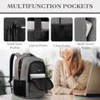 15.6 Inch Travel Backpack, Business Laptop Backpack, Water Resistant Durble Slim Casual College School Computer Nurse Work College School Bag, Travel Daypack Bag Gifts for Men Women, Grey