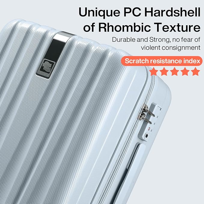 Hanke 29 Inch Luggage Suitcases With Spinner Wheels Lightweight PC hardside Rolling Suitcase With Travel Lock, Checked-Large 29-Inch(Gray)