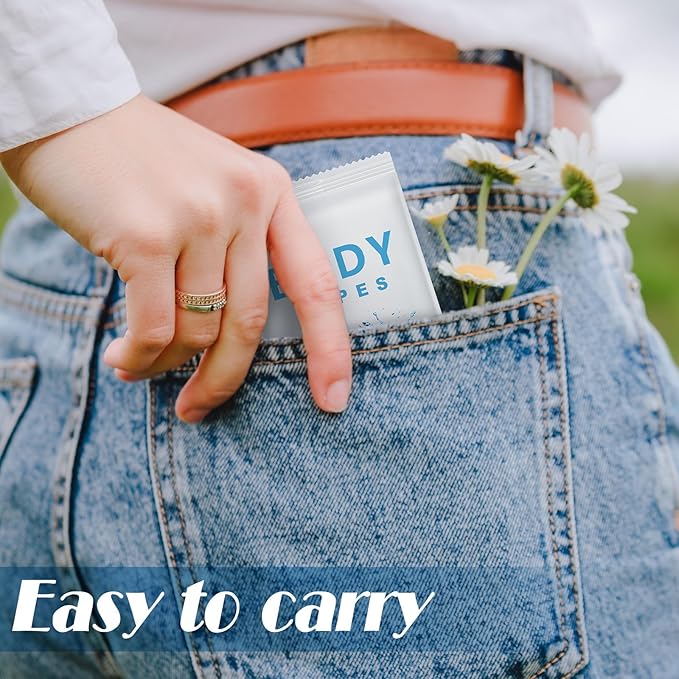 Treela 300 Pcs Bulk Deodorant Large Body Wipes Individually Wrapped Wet Wipes Travel Size for Adults Shower for Homeless Supplies Hygiene Personal Cleansing for Hiking Gym(7.09" X 9.84",White)