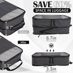 Compression Packing Cubes for Travel Essentials, 2 Set Expandable Compression Bags for Travel Packing Cubes for Suitcase Luggage Organizer Bags, Black Mesh