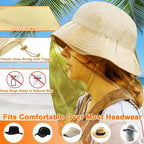 Benvo Mosquito Head Net Mesh, Face Neck Fly Netting Hood from Bugs Gnats Noseeums Screen Net for Any Outdoor Lover- with Carry Bags Fits Most Sizes of Hats Caps (2pcs, Khaki, Updated Big Net)