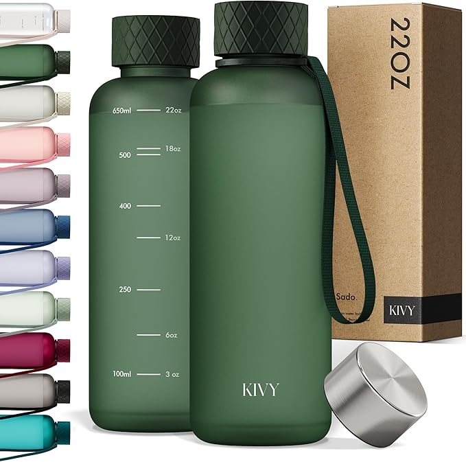 KIVY Slim Water Bottle 22oz [Lightweight & Shatterproof] - Reusable Tritan Water Bottle - Leak Proof Bottle for Women & Men - Water bottle no straw - Dishwasher Safe Water Bottle BPA Free