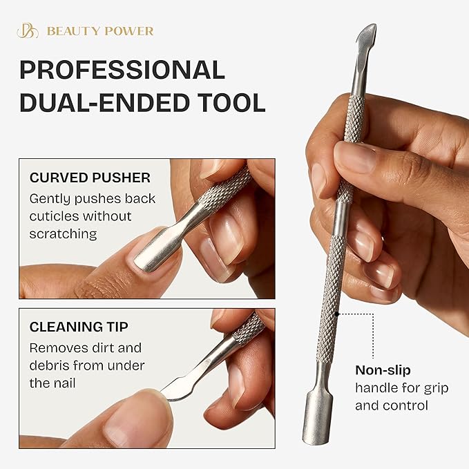 Beauty Power 9 in 1 Professional Manicure Pedicure Set - Stainless Steel Nail Clippers, Nano File, Cuticle Nipper, Scissors, Tweezers, Travel PU Leather Case for Men & Women - Gift Idea - Pink