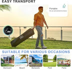 KAMPKEEPER 10x10 Pop Up Canopy Tent with 2 Sidewalls, Beach Tent - Easy Outdoor Sun Shade for Events, Parties, Camping - Gazebo with 4 Weight Bags & Carry Bag.（Khaki）