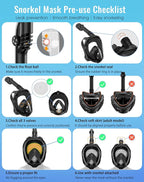 Greatever G2 Full Face Snorkel Mask with Latest Dry Top System,Foldable 180 Degree Panoramic View Snorkeling Mask with Camera Mount,Safe Breathing,Anti-Leak&Anti-Fog