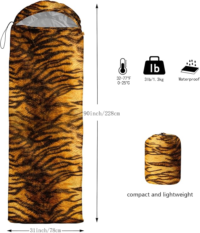 QOOMO Animals Camping Sleeping Bags,3 Season Warm & Cool Weather,Lightweight,Waterproof Sleeping Bags for Adults & Kids,Traveling,and Outdoors,Camping Gear Equipment
