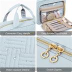 BAGSMART Toiletry Bag Hanging Travel Makeup Organizer with TSA Approved Transparent Cosmetic Bag Makeup Bag for Full Sized Toiletries, Large-Light Blue