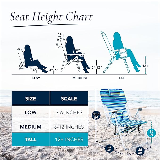 Caribbean Joe Folding Beach Chair, 4 Position Portable Backpack Foldable Camping Chair with Headrest, Cup Holder, and Wooden Armrests, 300 lb Capacity