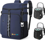 SUN CUBE Cooler Backpack 33 Can, Leakproof Insulated Backpack Cooler for Men Women, Camping Cooler Backpack for Beach Travel Hiking, Waterproof Lunch Backpack, Navy