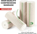 FRESINIDER Premium Elastic Bandage Wrap, 4 Pack 6" Cotton Latex Free Compression Bandage Wrap with Touch Closure at Both Ends, Support & First Aid for Sports, Medical, and Injury Recovery