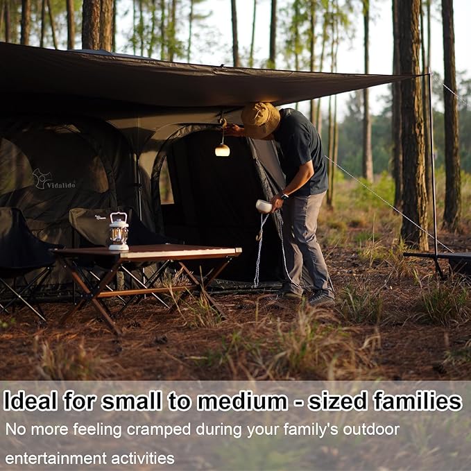 Vidalido Tents，3-4 Person Camping Tent with Extended Vestibule，Weather Resistant Family Tents with Breathable Mesh Windows，Easy Install Waterproof Outdoor Tent for Backpacking and Camping Hiking