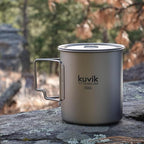 Kuvik Titanium Pot with Lid 750ml (25.4 oz) - Ultralight and Compact Pot for Backpacking, Camping, and Survival