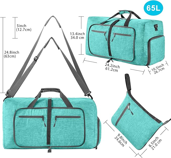 Vomgomfom Travel Duffle Bag for Men,65L 85L 115L Foldable Travel Duffel Bag with Shoes Compartment Overnight Bag for Men Women