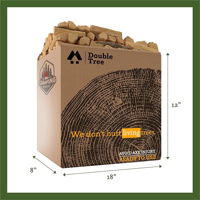 Double Tree Fire Starter Sticks - 100% Natural Cedar Wood Kindling, Quick & Easy Burning for Campfire, Camping Cooking Stove, Fire Pit, Fireplace & Grilling, lndoor & Outdoor - (Large 1 Cubic ft)