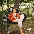 Oversized Hammock Camping Chairs, Folding Swing Chair with 1-Step Design, Swinging Hammock Chair with Adjustable Backrest, Lumbar Support & Headrest for Outdoor&Indoor, Support 400LBS, Black