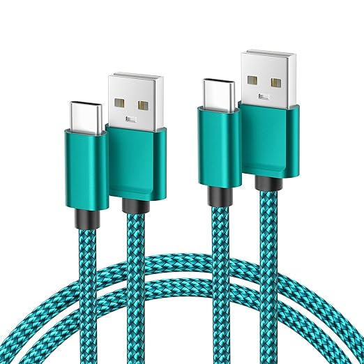 Basesailor for iPhone 17 16 Pro Max Charger Cord,USB to USB C Cable,Type C Charging Power Cord for Apple 17e 15 iPad 10 Air 4 5,Samsung Galaxy S26 S25 S24 S23,Green,2Pack 6.6FT(2M)