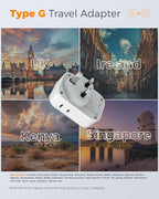 UK Adapters for Travel 2 Pack, TESSAN Type G US to UK Plug Adapter with 4 Outlets 3 USB Charger(1 USB C Port), Power Adaptor for USA to Ireland Scotland Dubai Hong Kong England British Kenya London