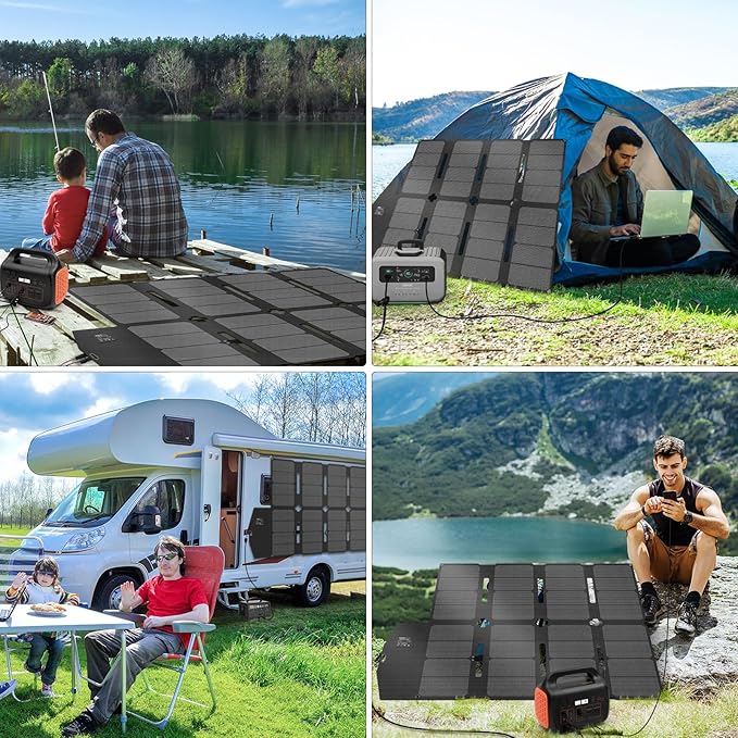 100W Portable Solar Panel MC-4 Foldable Solar Panel Charger Kits 18V IP68 Waterproof Lightweight and Compact for Small Power Station RV Travel Outdoor Activities