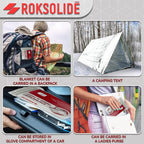ROKSOLIDE Emergency Blankets | Mylar Thermal Blanket, Essential Survival Gear for Emergency Kits. Ultralight Reflective Foil Blanket for Camping or Cold Weather. Size 55" x 82", Silver, 8-Pack