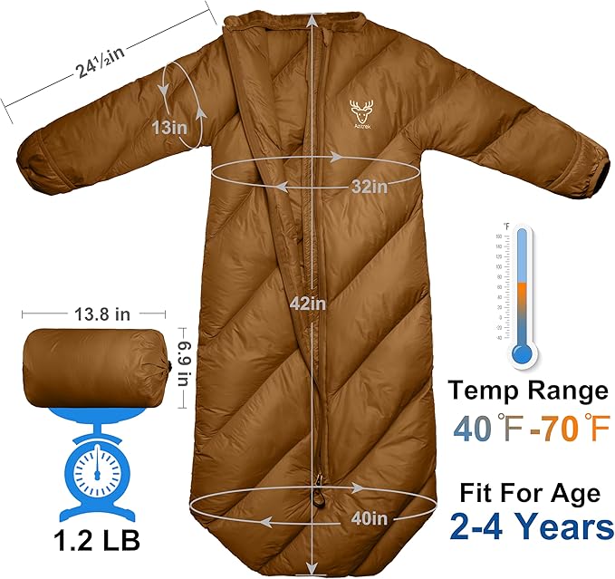 T40 Toddler Sleeping Bags Boys Girls | Ages 2-4 | Puffy Kids Sleeping Bag Camping Sleepovers |up to 46 in| Lightweight Compact Comfort for Indoor Outdoor Machine Washable