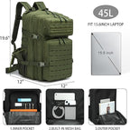 Military Tactical Backpack 45L/25L 3 Day Assault Pack Molle Daypack Hiking Backpack for Men and Women