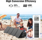 Solar Powered Generator 300W Peak/70400mAh, 260Wh Portable Power Station with Panels 40W Included, Solar Generator with AC Outlet 110V for Home Use, Camping, Outdoor, Power Backup