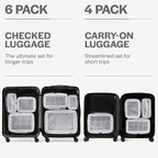 Compression Packing Cubes for Travel - Luggage Organizer Bags - Double Zipper Packing Cubes for Suitcases (6-Pack, Light Grey)