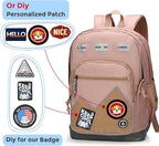 Swissdigital Design Big Student Laptop Backpack with Fun Personalized Patches For College Boy & Girl, Middle High School Teen Bookbag Cool Travel Daypack Mocha Brown - Includes 3 Patches | SD1718-35