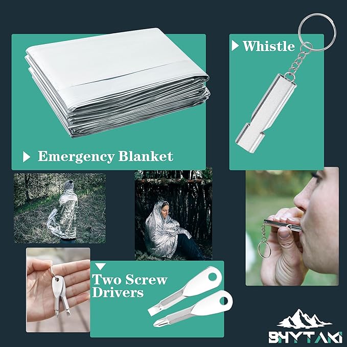 Survival Kits 37 in 1, Gifts for Men Dad Husband Valentine's Day, Emergency Survival Gear and Equipment, Camping Hiking Outdoor Adventure Cool Gadgets, Stocking Stuffers