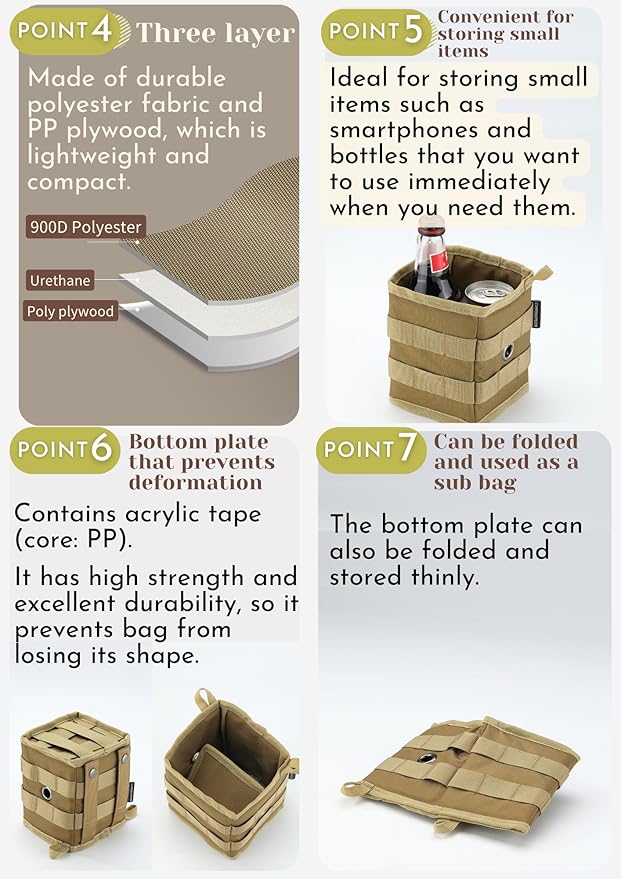 camping moon Storage Box Accessory Small Gear Organizer XS Black BG-1212BK (Coyote)