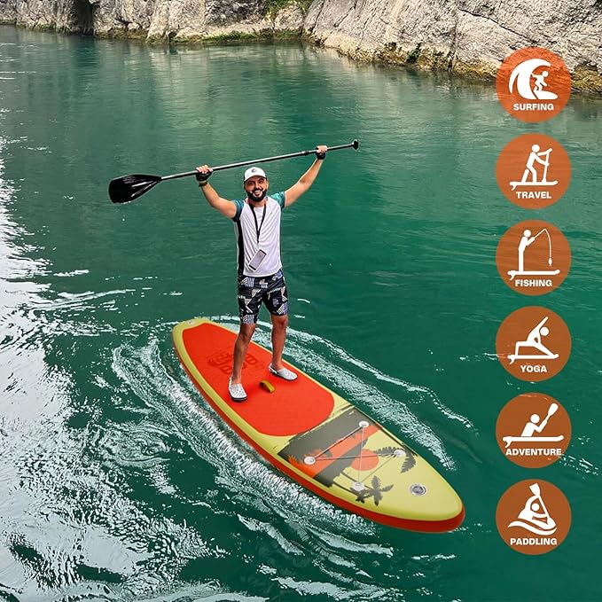 FunWater Inflatable Stand Up Paddle Board with Premium SUP Paddleboard Accessories, Anti-Slip EVA Deck, 11'/10'6'' Paddle Boards for Adults & Youth of All Skill Levels