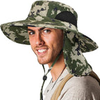 SUN CUBE Wide Brim Sun Hat Men Women, Fishing Hats Sun UV Protection, Mens Hiking Bucket Hat Safari Beach Boonie, UPF 50+