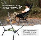 OneTigris Tigerblade High Back Camping Chair with Pillow Design, Comfortable Widened Seat Folding Chair