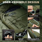 Sleeping Bag for Adults, Warm Weather Camping Mummy Sleeping Bags (25-36℉) with Adjustable Hood, Phone Pocket & Compression Sack for Hiking Travel Hunting