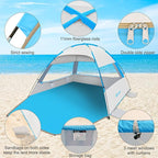 Gorich Beach Tent Sun Shelter for 3/4-5/6-7/8-10 Person with UPF 50＋ UV Protection, Lightweight & Easy Setup Beach Shade Canopy, Portable Beach Shade Tent Beach Cabana