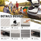 Self-Inflating Car Air Mattress for Tesla Model Y 2025 2024-2020 / Model Y Juniper 2026 Accessories Outdoor Camping Air Bed with 2 Pillows Built-in Pump Air Couch Flocking Air Cushion (Beige&Gray)