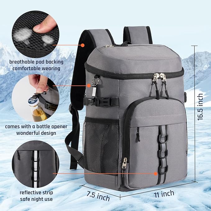 Cooler Backpack, Lightweight and Large Capacity Soft Backpack Cooler, Leak Proof Cooler Bag for Men Women