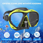 Snorkeling Gear for Adults Men Women, 3 in 1 Snorkel Set with Panoramic View Diving Mask Anti-Fog Anti-Leak, Snorkel Mask Dry Top Snorkel Fins for Swimming, Snorkeling and Travel Diving